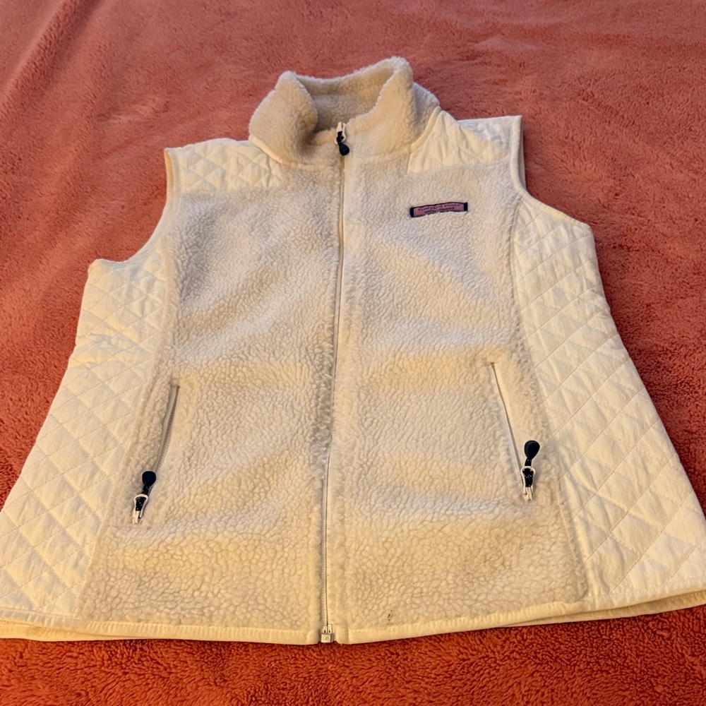 Vineyard Vines Kids Off-White Fleece Vest